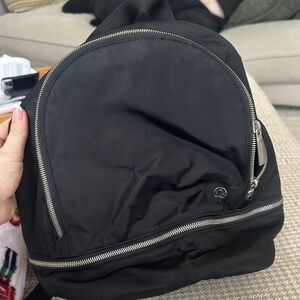 Lululemon Athletica Black Backpack with Silver Accents